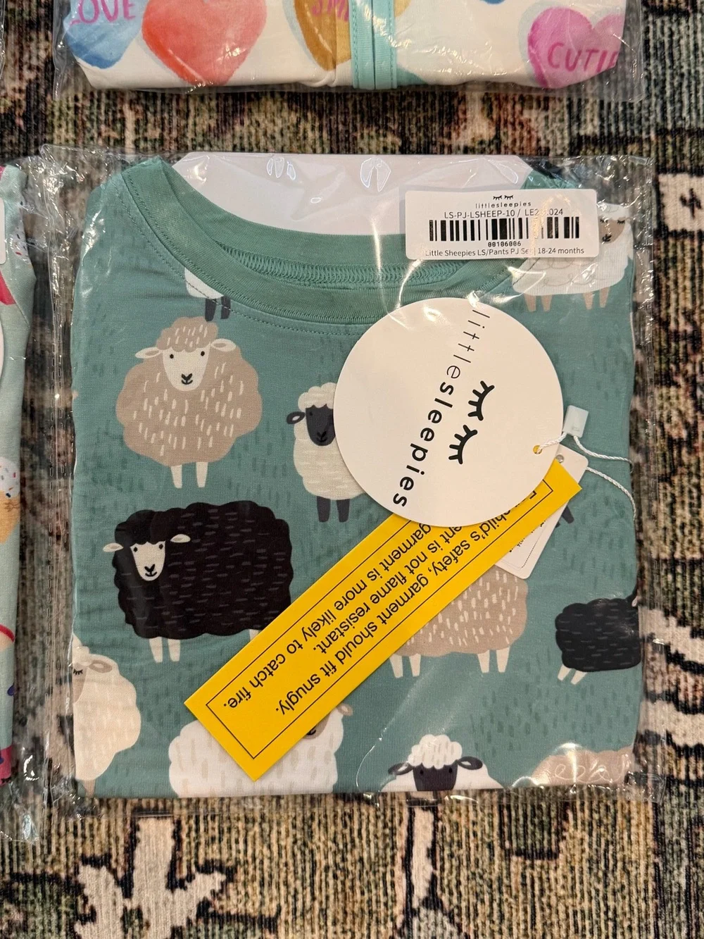 Hard to Find Little Sleepies Little Sheepies LS 2 Piece Pajama Set NIB 18-24